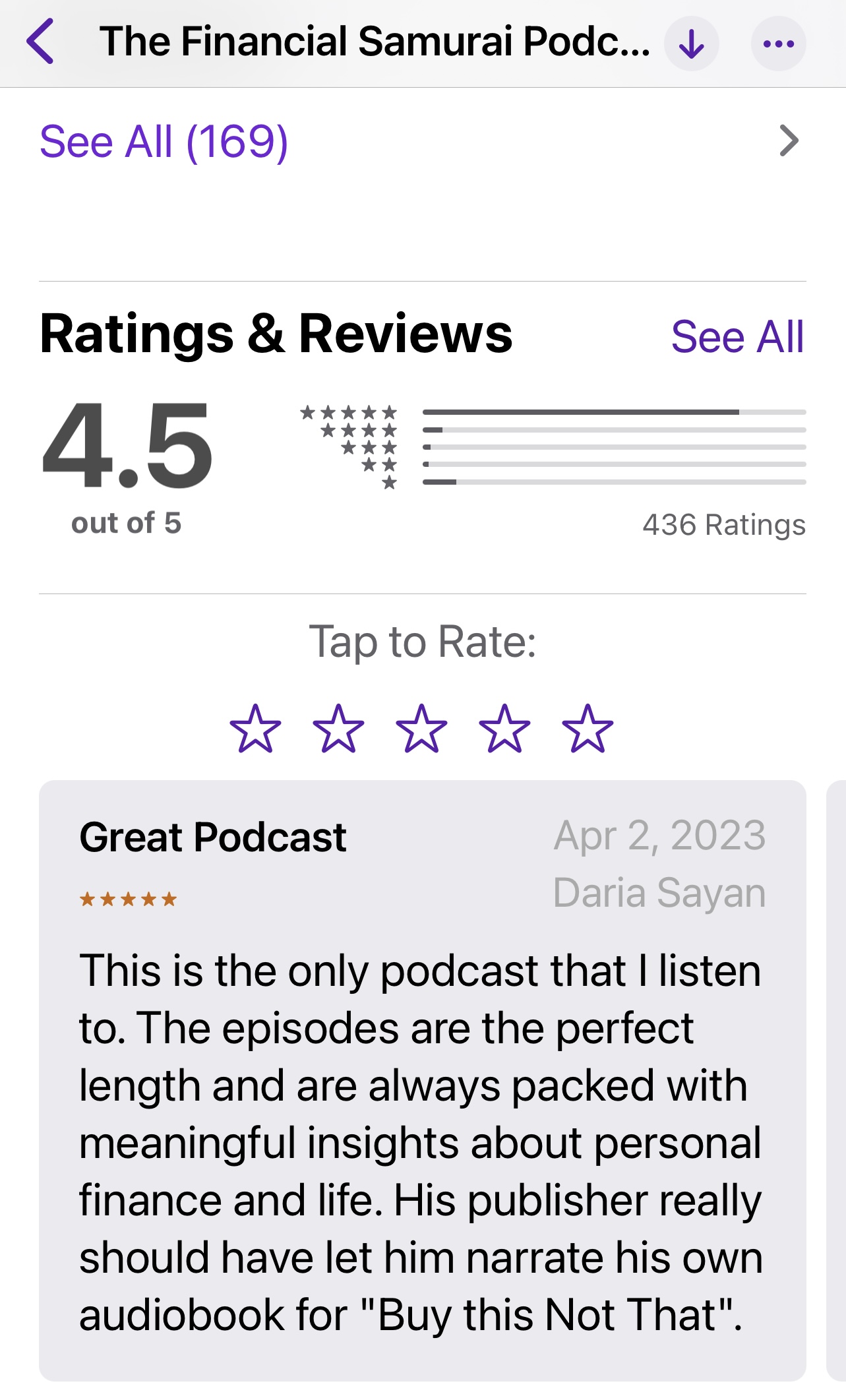 Financial Samurai podcast ratings dumbbell approach