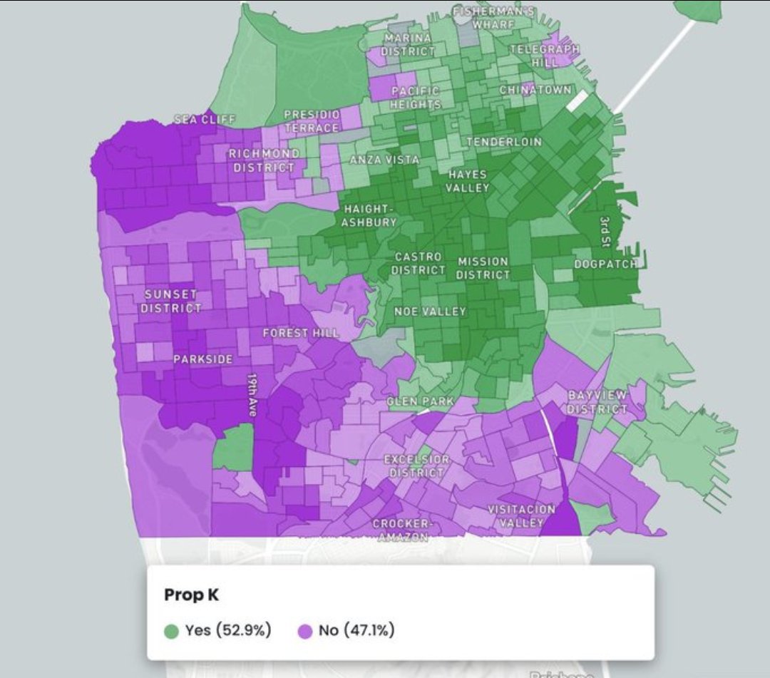 Proposition K voter map and demographic turnout - Recall Joel Engardio